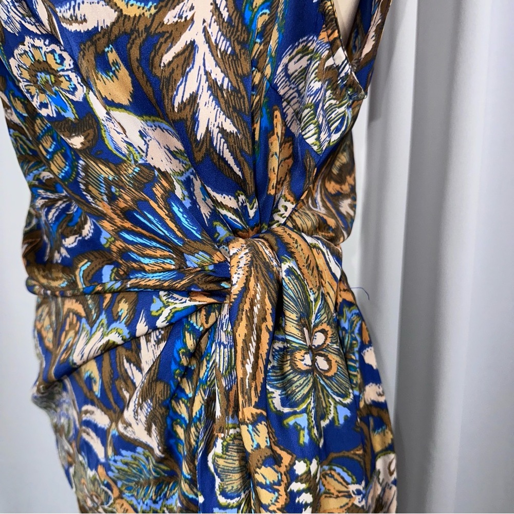 Anthropologie Drew Midi Wrap Dress Sz L Floral Collared Bohemian Resort Office - Picture 5 of 15